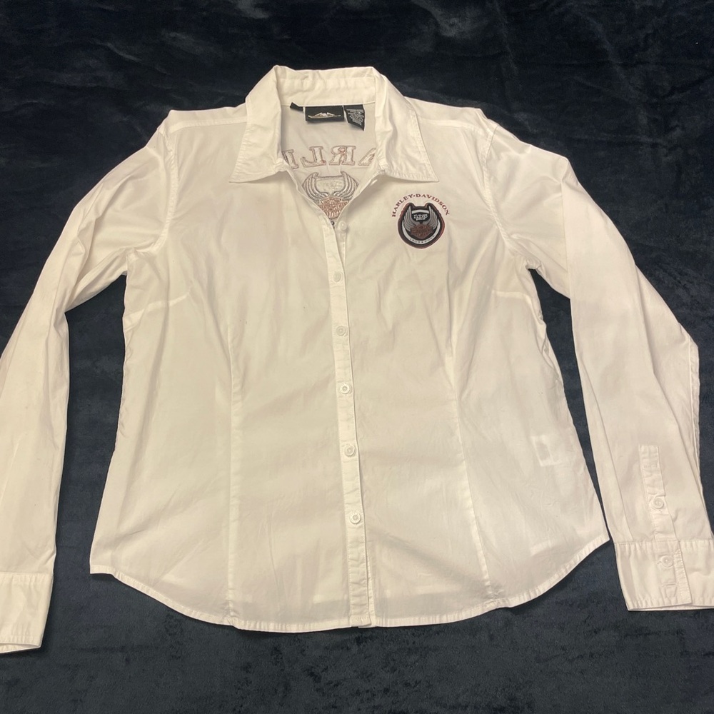 Harley-Davidson White Long Sleeve Blouse - Women’s